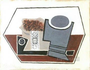  Pipe Oil Painting - Pipe verre et paquet de tabac 1914 Cubist